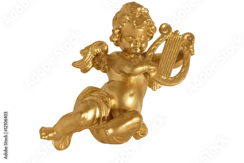 Golden angel with harp