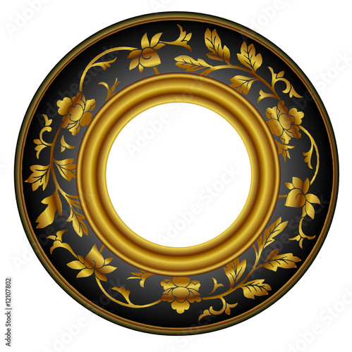 Circle retro style gold gilt art frame