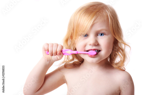 baby with tooth-brush