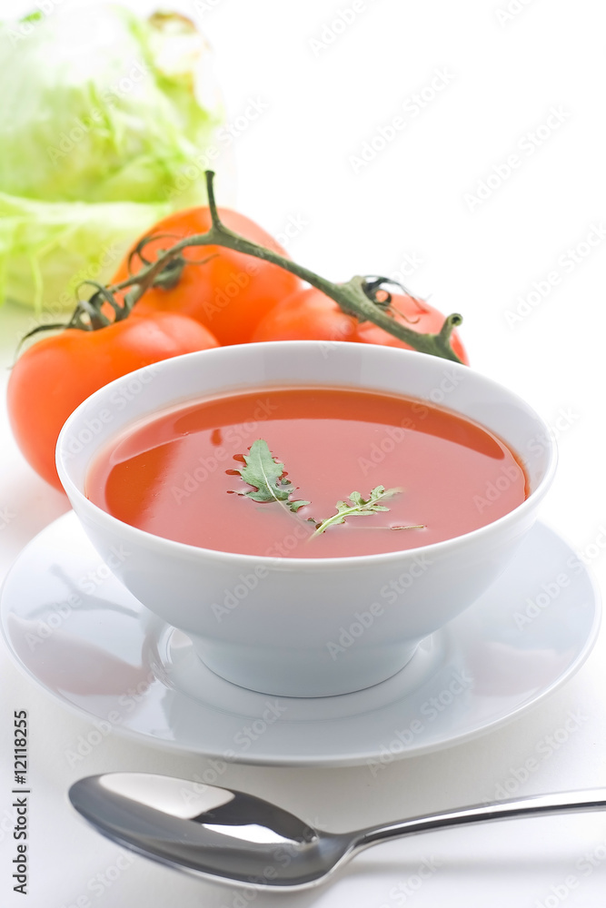 delicious and healthy homemade tomato soup and vegetables delicious and healthy homemade tomato soup and vegetables