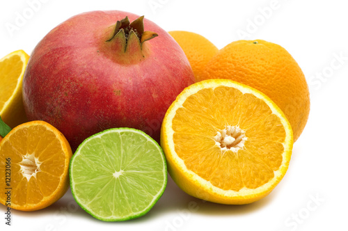 fresh fruits on white background