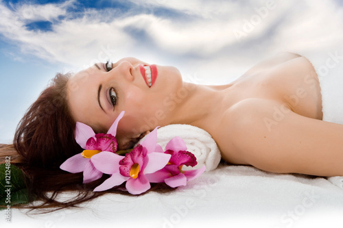 Attractive woman getting spa treatment