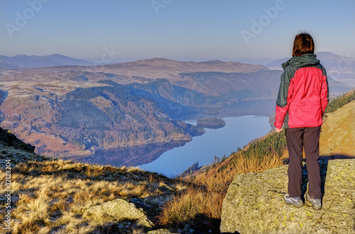 Woman looking down on Thirlmere