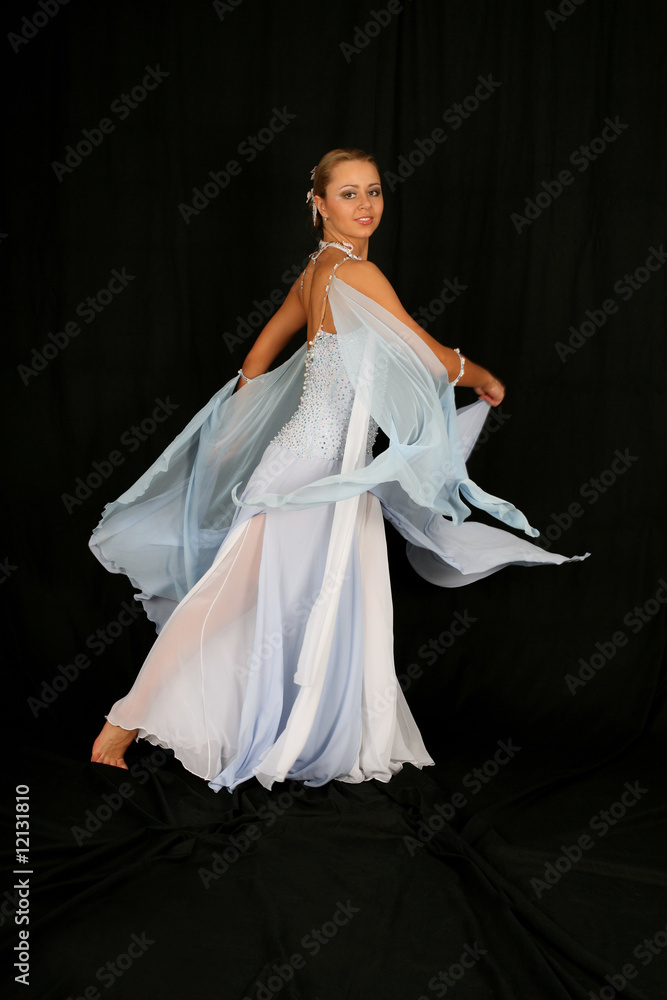 dancer in classical blue-white dress