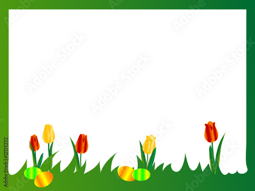 Easter frame with tulips and eggs