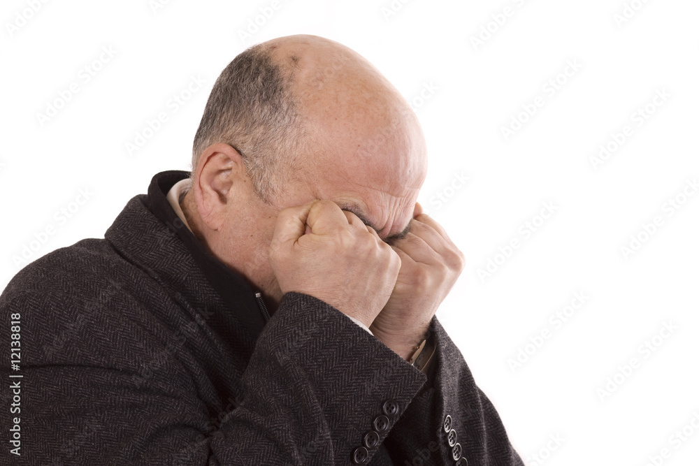 Obraz premium old men Crying with his hands over his face
