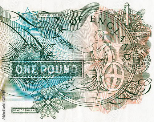 Close-up of an old English bank note