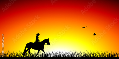 horceracing at sunset - vector