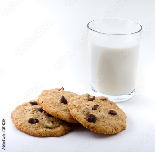 chocolate chip cookies and milk