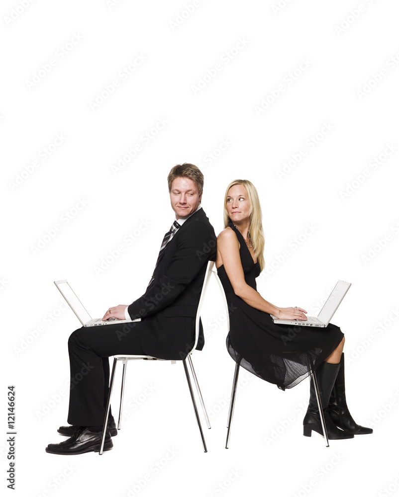 Work mates with their computers Work mates with their computers