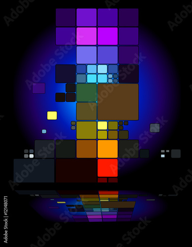 Colourful blocks design with reflection