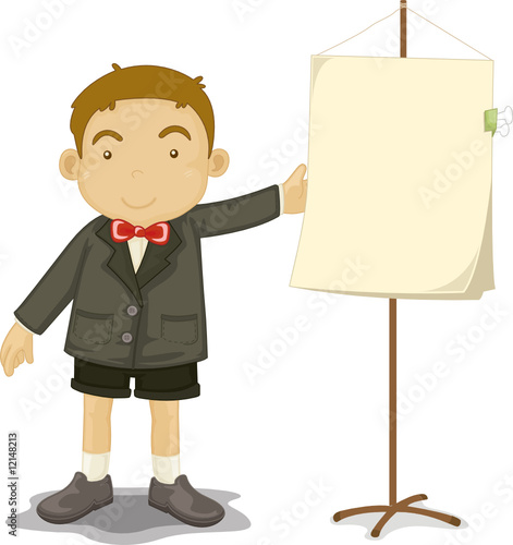 boy with a blank sign