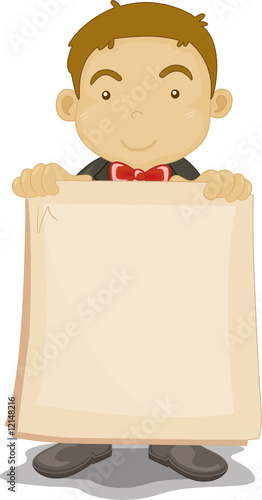 boy with blank sign