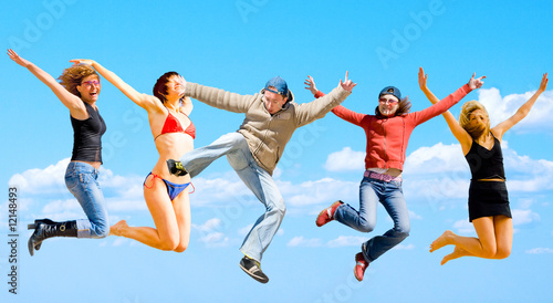 Jump of a group of people