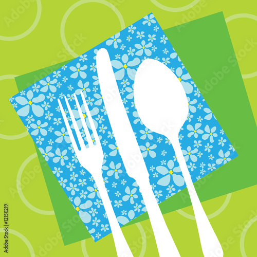 Retro restaurant design with cutlery silhouette and napkins