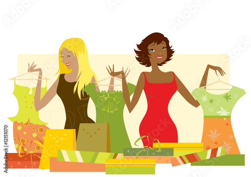Women shopping for new clothes