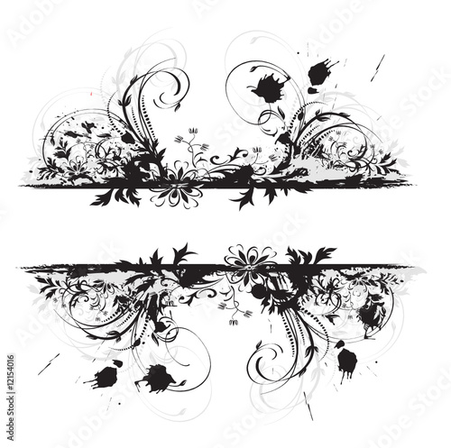 grunge banniere floral noir