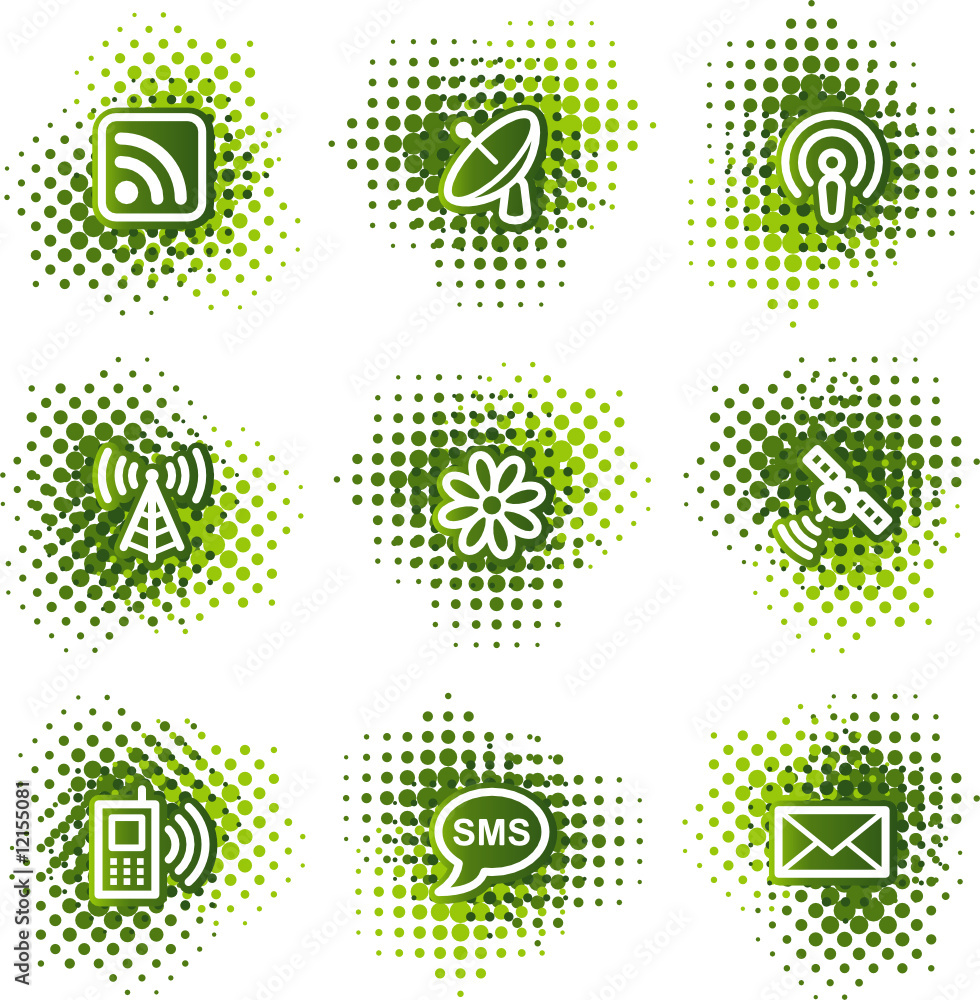 Communication web icons, green dots series Communication web icons, green dots series