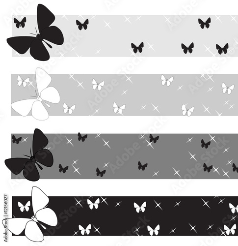 bannieres floral dégradés et papillons