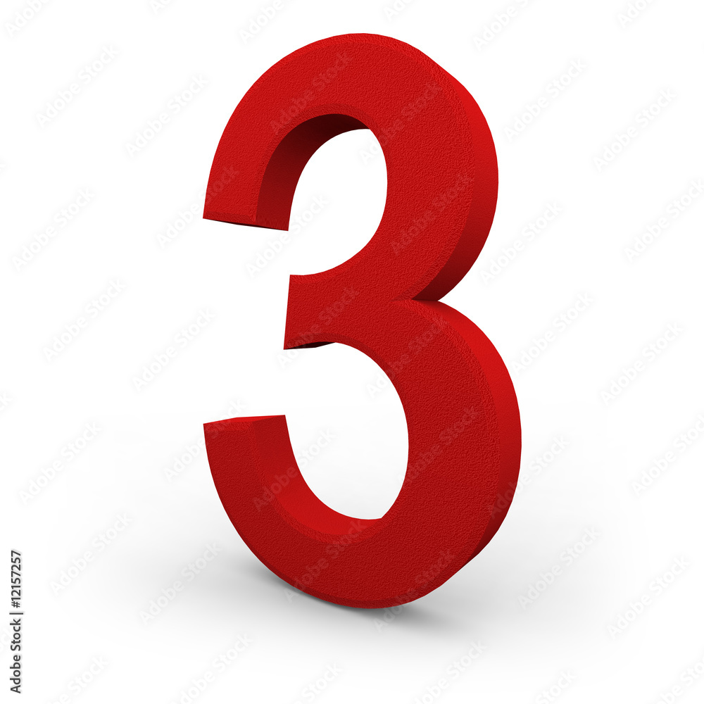 Number Three on White Background Number Three on White Background