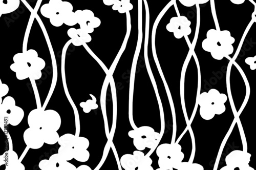 FLORAL BLANC FOND NOIR