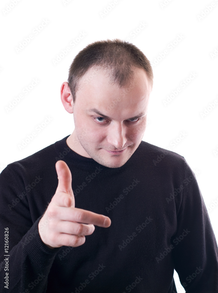 man points in the direction ot the camera man points in the direction ot the camera