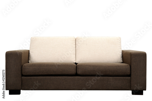 Brown sofa on white background