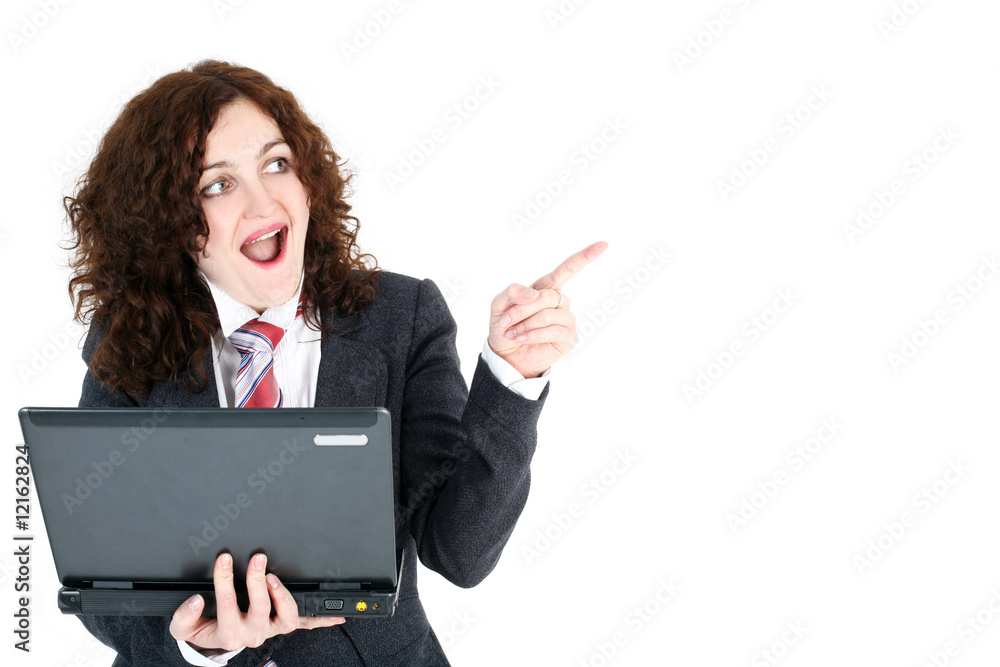 Business woman with notebook isolated on white Business woman with notebook isolated on white