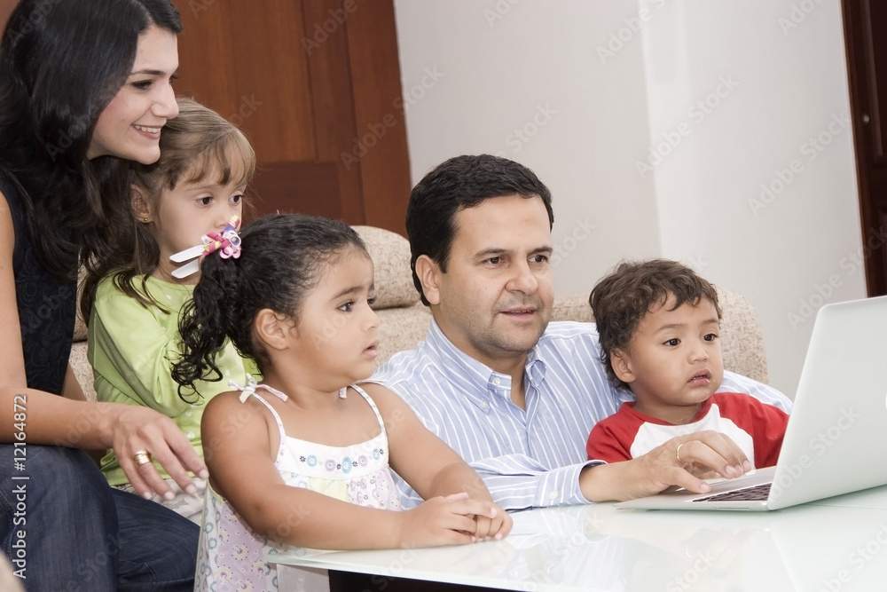 Portrait of family, mom, dad and their children Portrait of family, mom, dad and their children