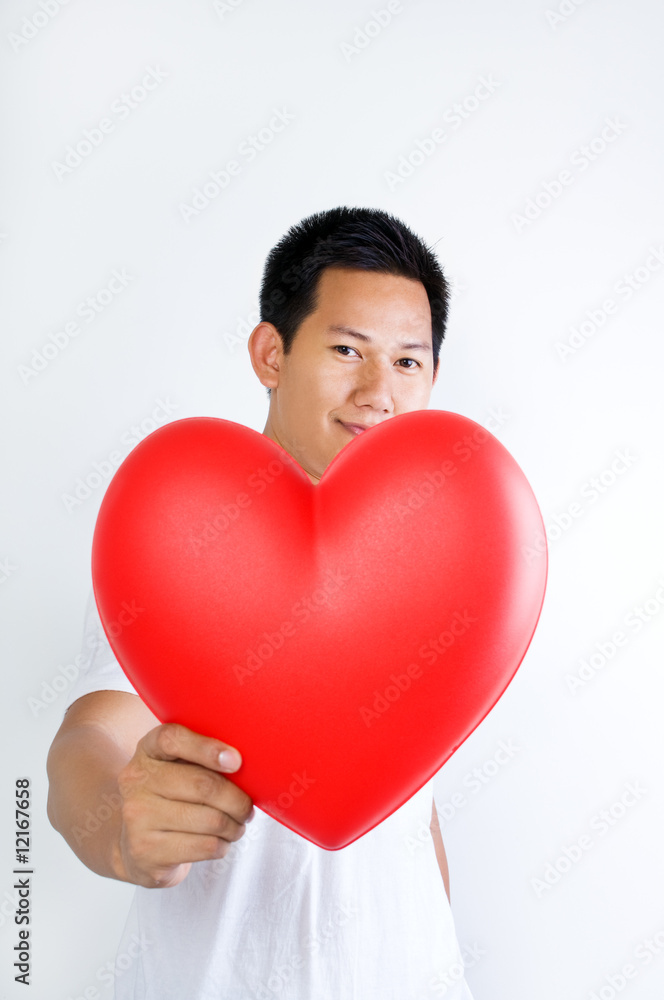 Man holding heart shape Man holding heart shape