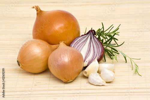 garlic, onion and rosemary