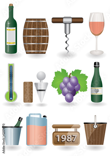 Wine icon set