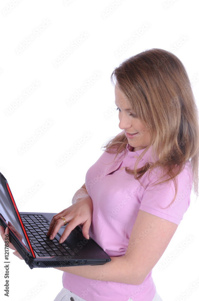 Fototapeta premium Studentin frau laptop notebook pc eingabe