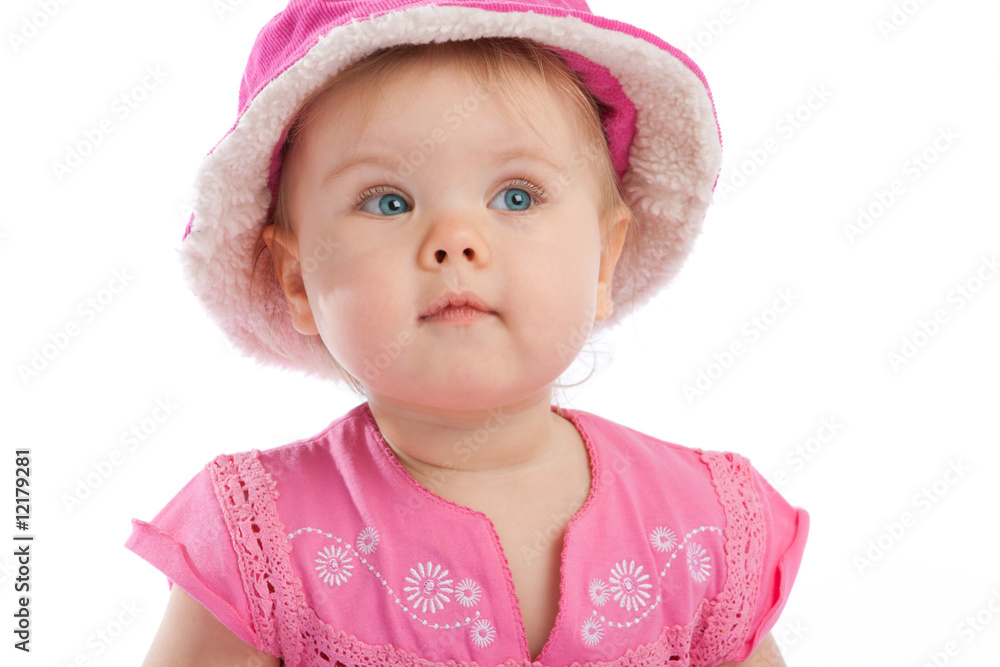 Toddler in pink hat Toddler in pink hat