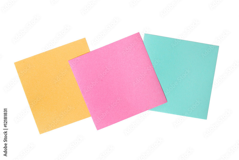 Three blank notes on white Three blank notes on white