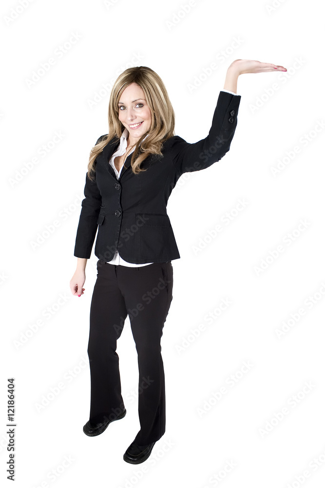 Woman holding up object Woman holding up object