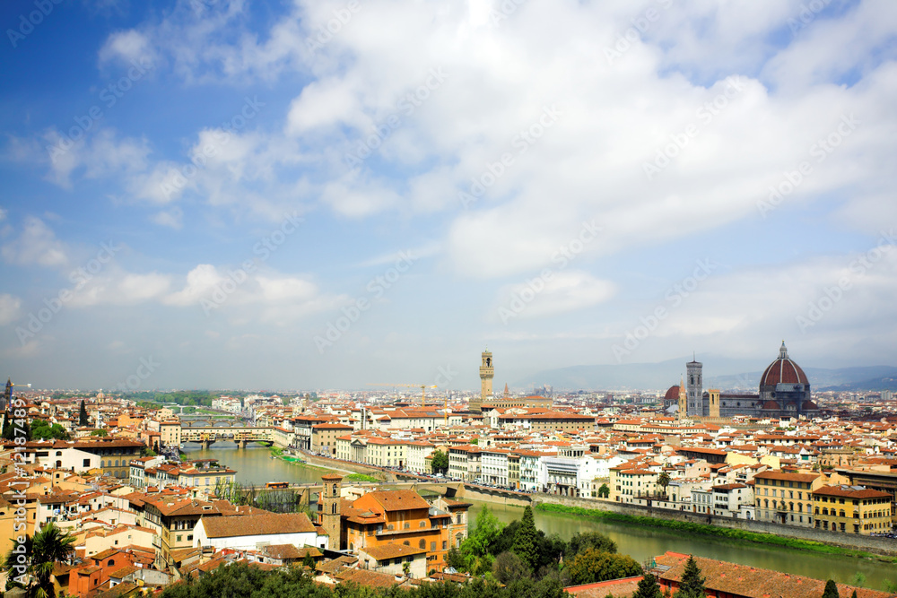 Panorama in Florence, Duomo and palazzo Vecchio
