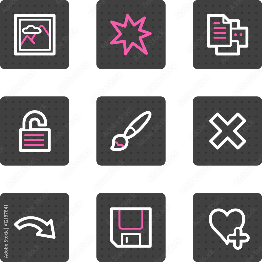 Image viewer web icons, grey square buttons series set 2 Image viewer web icons, grey square buttons series set 2