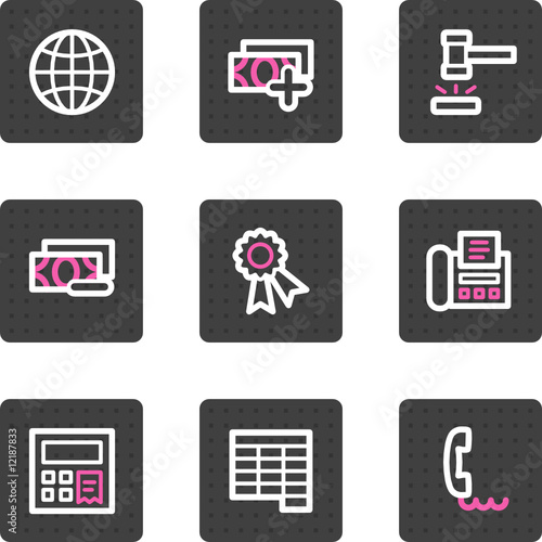 Finance web icons, grey square buttons series set 2
