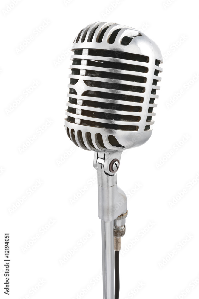 Fototapeta premium Microphone on stand isolated on white