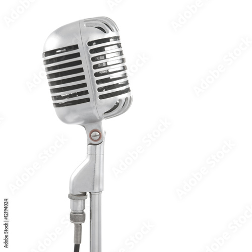 Microphone on stand isolated on white