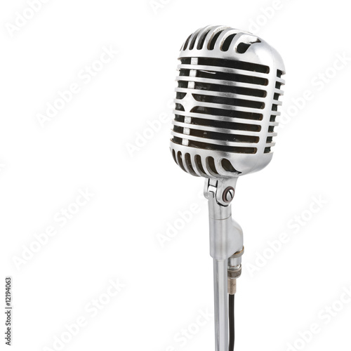 Microphone on stand isolated on white