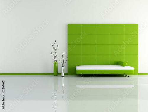 minimal green living room photo