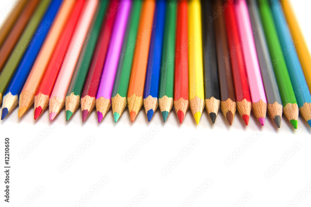 set of pencils on a white background set of pencils on a white background