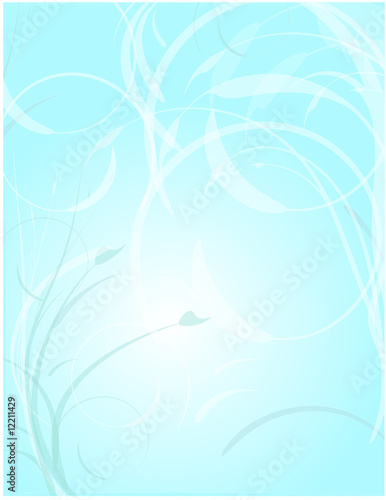 Blue Swirl Leaf Abstract Background - vector illustration