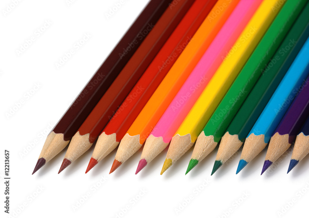 Colorful crayons arranged in line Colorful crayons arranged in line
