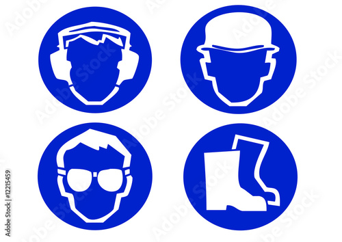 blue construction site safety signs