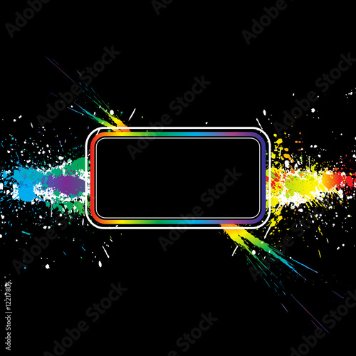 Color paint splashes border. Gradient vector background