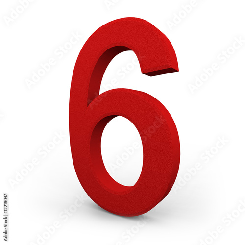 Number Six on White Background