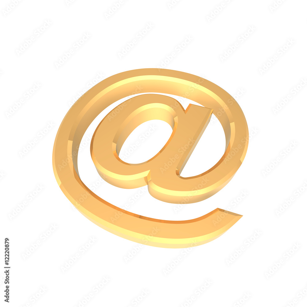 Gold e-mail sign isolated on white Gold e-mail sign isolated on white